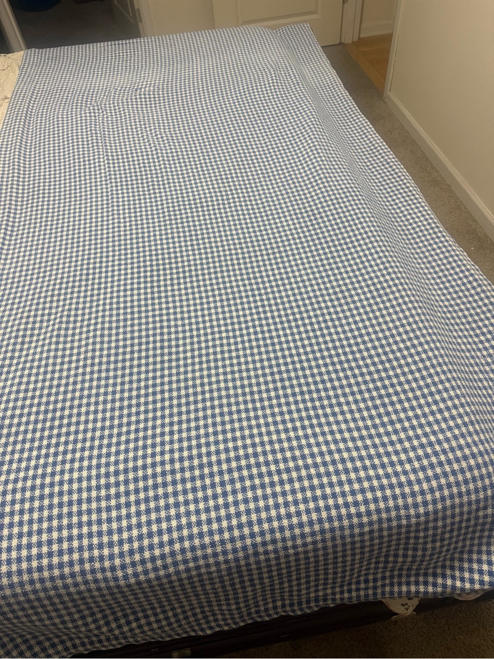Ralph Lauren Vintage Queen  Blue Gingham Woven Cotton Blanket 90inx90in classic